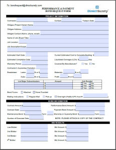 DS Performance & Payment Bond Request Form